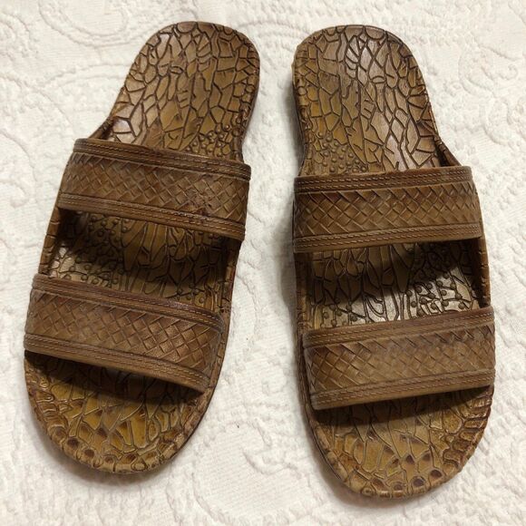 Womens Jandasl Hawaii Sandals Size 7 Slides Brown - Picture 1 of 6